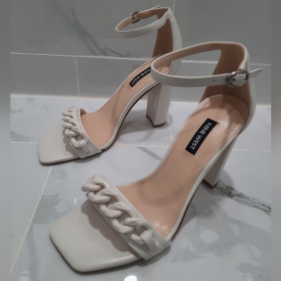 NEW NINE WEST MINDFUL CREAM /BONE 3" BLOCK HEEL Size 6.5 - Picture 5 of 14
